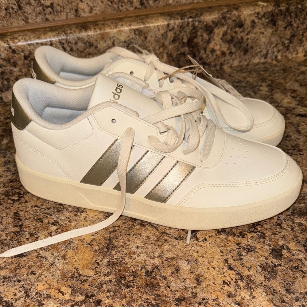 Adidas White and Silver Casual Sneakers